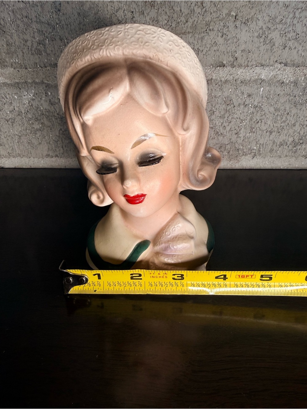 Vintage Lady Head Vase w/ Pink Roses | Mid Century Ceramic Planter Glam Decor - Picture 9 of 9